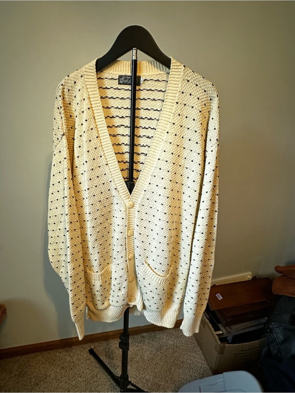 VTG Lord & Taylor The Man's Shop Birdseye Knit V-Neck Cardigan L